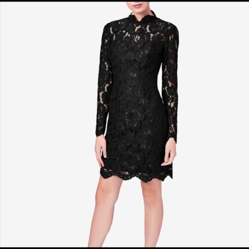Betsey Johnson mock neck lace sheath dress 0